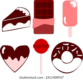 Sweet Foods Vector | Seamless Pattern |Chocolate, Ice cream, Candy, Cake, Donut
