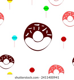 Sweet Foods Vector | Seamless Pattern |Chocolate, Ice cream, Candy, Cake, Donut