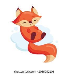 Sweet fox art. Beautiful fox on the cloud.