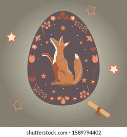 Sweet fox in Easter egg