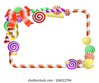 Sweet frame with colorful candies. Vector illustration