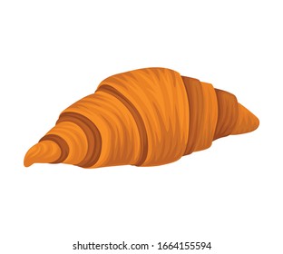 Sweet French Croissant with Crispy Crust Vector Food Element