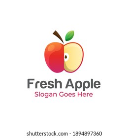 sweet and fresh apple fruit logo design