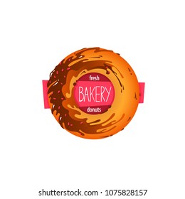 Sweet fresh bakery logotype, vector logo illustration isolated on white background, flat design