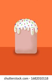 Sweet fresh cupcake for Easter on an orange background.
