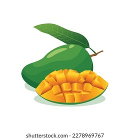 sweet and fresh mango fruit vector