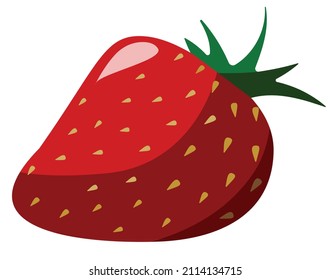 Sweet fresh red strawberries vector illustration in hipster flat style. For restaurant menu decoration, products label sticker packaging design for jam, yogurt, natural cosmetics etc.