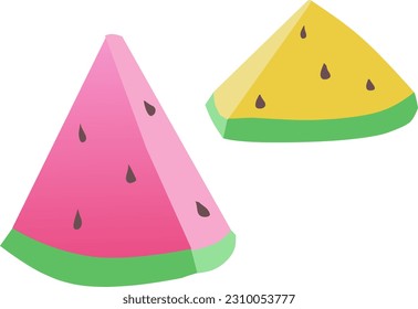 sweet and fresh red and yellow watermelon vector