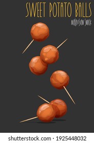 Sweet Fried Potato Balls. Vector Illustration