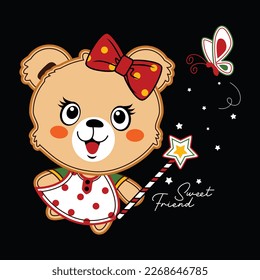 sweet friend, vector animal cartoon illustration design graphic printing