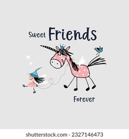 Sweet friends forever typography slogan for t shirt printing, tee graphic design.  