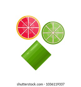 Sweet, fruit candy, soft jelly. Dessert, delicious food, sweets for tea. Gifts for holidays, birthday, christmas. Colorful sweets, sugar candies with fruit filling. Vector illustration isolated.