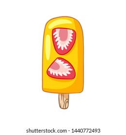 Sweet fruit ice hand drawn lineart icon. Cute ice cream