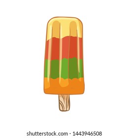 Sweet fruit ice hand drawn lineart icon. Cute ice cream