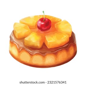 Baraja de fruta dulce, crema de pasteles, icono de decoración gourmet aislado