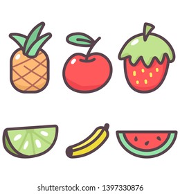Sweet fruit vector cartoon set isolated on a white background.