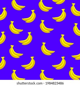 Sweet fruit yellow bananas seamless vector pattern. Banana food background, tropical exotic ripe illustration