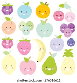 Sweet fruits vector set