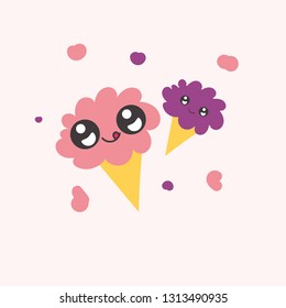 Sweet funny ice cream. Vector