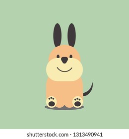 Sweet funny Kawaii dog. Vector