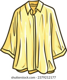 Sweet and funny yellow woman's blouse cartoon illustration
