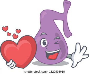 A sweet gall bladder cartoon character style holding a big heart
