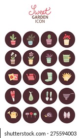 Sweet garden. Set of garden vector icon and design elements