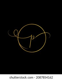 A sweet and gentle handwritten calligraphy letter P vector logo template