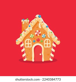 sweet gingerbread house vector illustration