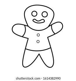 sweet gingerbread man. flat outline cartoon illustration