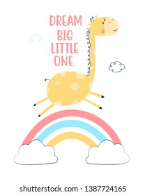Sweet giraffe illustration vector for print design.
