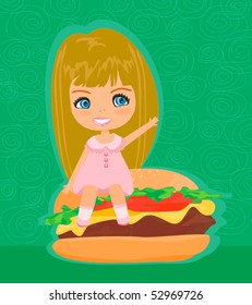 sweet girl and Burger