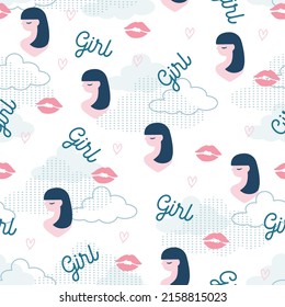Sweet Girl Cosmetic Vector Graphic Art Seamless Pattern can be use for background and apparel design