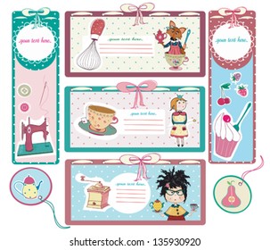 Sweet Girl Design. Perfect for Scrapbook, Sticker, Photo,Card and recipe tags