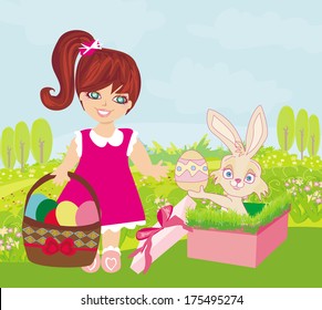 sweet girl and  Easter Bunny 