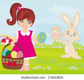 sweet girl and  Easter Bunny 