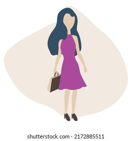Sweet girl fashionable bring bag. Shopping time for woman. Vector illustration design