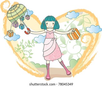Sweet Girl mit Geschenkbox