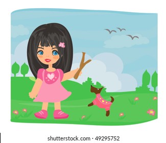 sweet girl and her dog