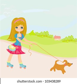 sweet girl and her puppy