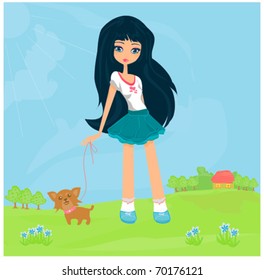 sweet girl and her puppy