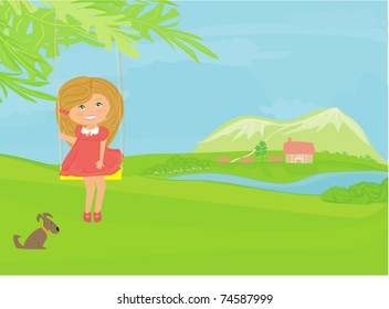 sweet girl and her puppy