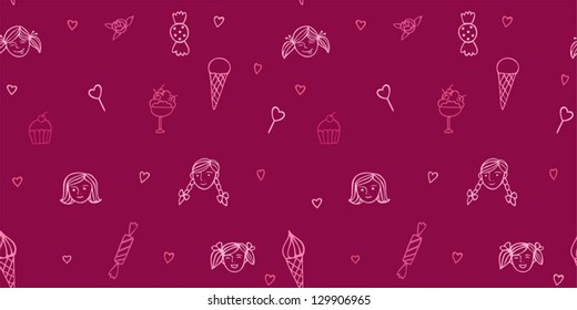 sweet girl seamless pattern