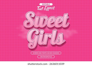 Sweet girls editable text effect with pink text