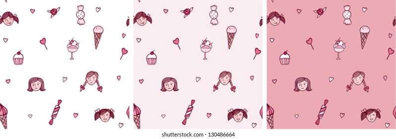 sweet girls seamless pattern kids background