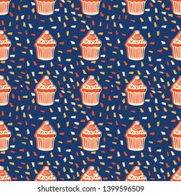 sweet glaze muffin block printed greeting card vector illustration