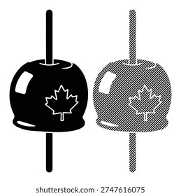Sweet glazed fruit snack icon, canadian maple theme treat, autumn festival food graphic
