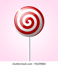 Sweet glossy lollipop isolated on pink background