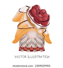 sweet gnome funny with Dessert Watercolor Clip art bakery cute illustrations