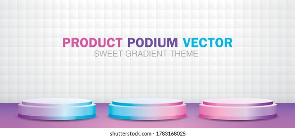 Süßes Farbverlauf-Produkt Podium 3D-Vektorgrafik.